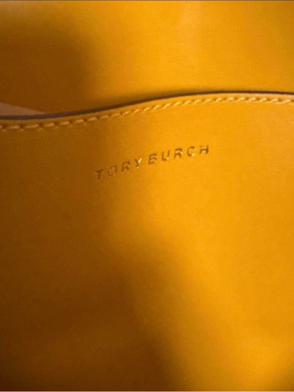 Tory Burch Orange and Yellow Printed Canvas Tote with Matching Pouch - Picture 2 of 2
